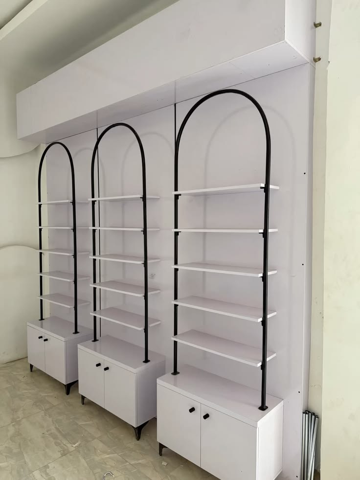 Arched display shelving units